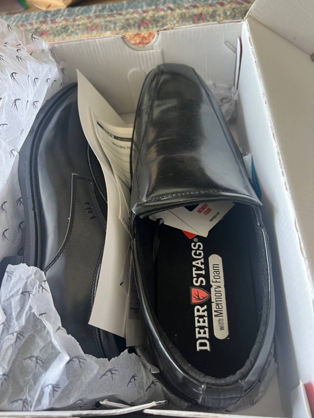 Deer Stags Black Slip-On Loafers with Memory Foam